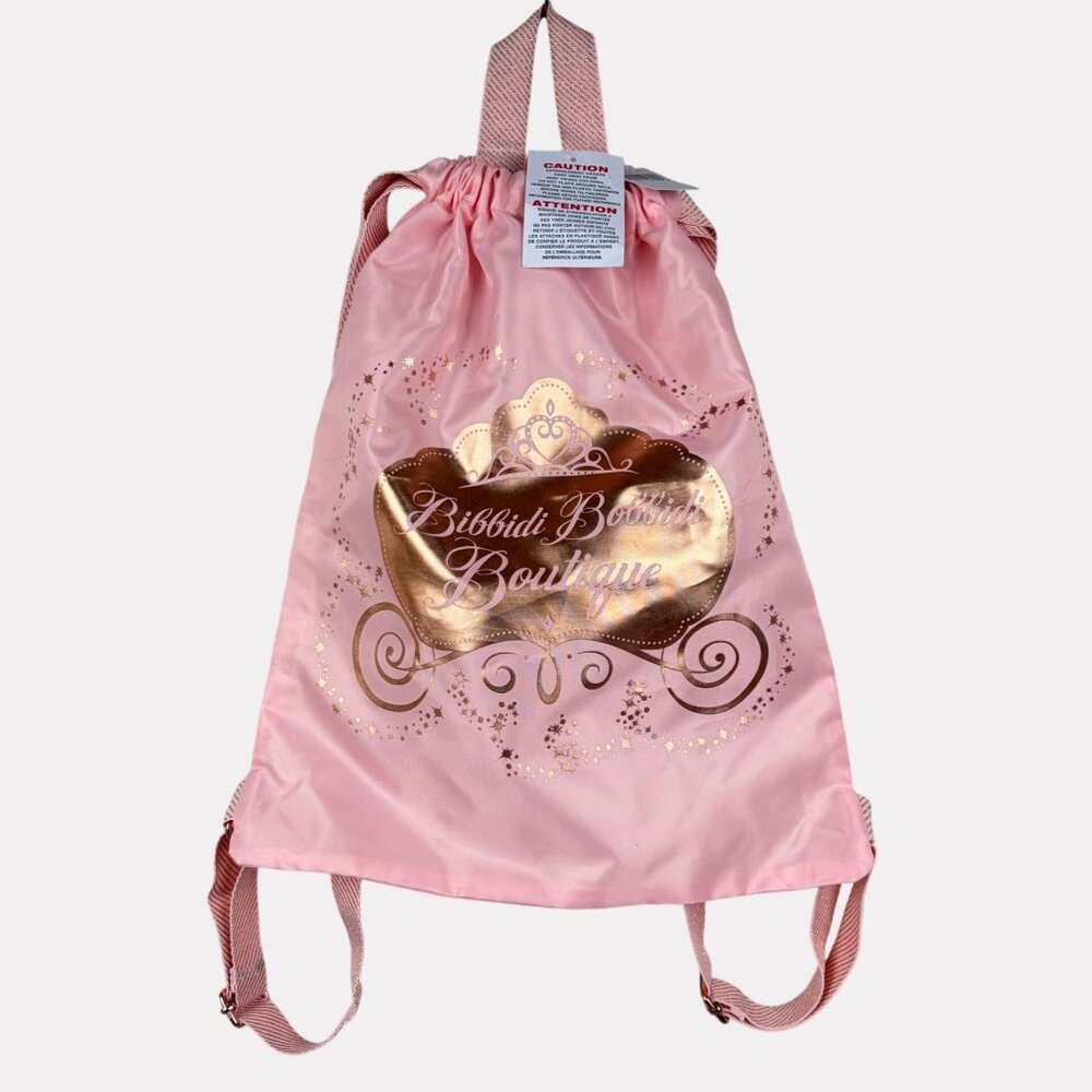 Disney Bibbidi Bobbidi Boutique Drawstring Backpack Pink Gold Disney World
